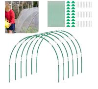 Qivine 84 Pezzi Archi per Serra Orto, 17" Fibre di Vetro Arco da Giardino con 30 Connettori e 18 Pinze, Cerchi Archi per Tunnel Orto per Supporto Piante Frutta Verdura, Telai di Acciaio