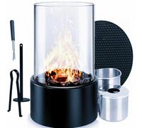 Qivine Caminetto Bioetanolo da Tavolo Camino Bioetanolo con Pietre Decorative e 2 Camere di Combustione Stufa Bioetanolo Portatile Fiamma Regolabile per Balconi Interni Ed Esterni Terrazze