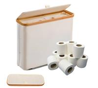Qivine Cestino per Carta Igienica, 28L Contenitore Carta Igienica con Coperchio in Bambù per 12 Rotoli Carta, Impermeabile Cesto Portaoggetti Igienica per Bagno e Casa 43,5 x 35cm