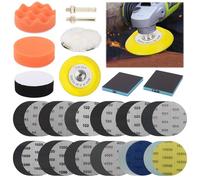 Qivine Kit Lucidatura Fari Auto 129 Pezzi, Kit Rinnova Fari Auto con Dischi Abrasivi 75mm Grana P60~10000, Lucida Fari Auto con Tamponi Lucidatura & Spugne Lucidatura, per Lucidatura Levigatura Cera