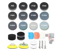 Qivine Kit Lucidatura Fari Auto 193 Pezzi, Kit Rinnova Fari Auto con Dischi Abrasivi 50mm Grana P60~10000, Lucida Fari Auto con Tamponi Lucidatura & Spugne Lucidatura, per Lucidatura Levigatura Cera