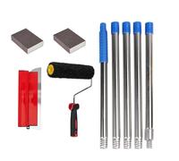 Qivine Kit Spatola per Stucco, 40cm Spatole per Stucco con Rullo per Stucco & Asta Telescopica in Acciaio Inossidabile da 2 m & 2 Blocchi di Sabbia per Intonacare Pareti e Soffitti
