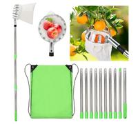Qivine Raccogli Frutta con Palo in Acciaio Inox, 4m Raccoglitore di Frutta, Raccoglifrutta Regolabile in Altezza, Mela Raccoglitrice, Raccogli Frutta da Albero con Testa a Cestello