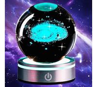 Qivine Sfera di Cristallo 3D Effetto Nebulosa Lampada Notturna a Sfera con Base Luce Notturna Sfera di Cristallo Ricarica USB 6 Modalità d'Illuminazione per Dormitorio Soggiorno Studio (Via Lattea)
