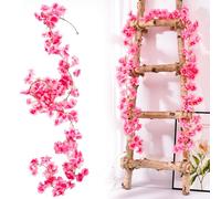 Qivra 2 Pezzi Fiori di Ciliegio Artificiali, Rosa Scuro Rami Fiori di Ciliegio Finti 1,8M, Ghirlanda di Flor 135 Fiore per Matrimoni Feste Giardini Stanze Decor