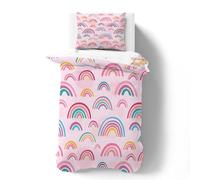 Qiwagu Copripiumino Singolo 155x220 Arcobaleno Colorato Rosa Set di Biancheria da Letto 155x220 cm Morbido Traspirante Biancheria Da Letto Copri piumino con Cerniera e 2 Federe 50x80 cm Adulti