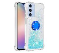 QIWEIQING Compatibile con Samsung Galaxy A16 5G Custodia Glitter Bling Scintillante Brillantini Custodia con Ring Kickstand Rotante a Gradi Donna Cover per Samsung Galaxy A16 5G.Lake Blue YBH