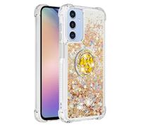 QIWEIQING Compatibile con Samsung Galaxy A16 5G Custodia Glitter Bling Scintillante Brillantini Custodia con Ring Kickstand Rotante a Gradi Donna Cover per Samsung Galaxy A16 5G.Golden YBH