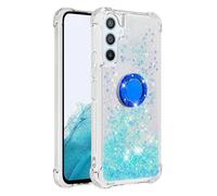 QIWEIQING Compatibile con Samsung Galaxy A34 5G Custodia Glitter Bling Scintillante Brillantini Custodia con Ring Kickstand Rotante a Gradi Donna Cover per Samsung A34 5G.Lake Blue YBH