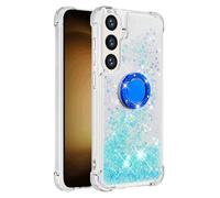 QIWEIQING Compatibile con Samsung Galaxy S26 Custodia Glitter Bling Scintillante Brillantini Custodia con Ring Kickstand Rotante a Gradi Donna Cover per Samsung Galaxy S26 / S26 Pro.Lake Blue YBH