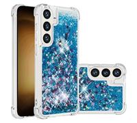 QIWEIQING Compatibili con Cover per Samsung Galaxy S25 Plus, Custodia in Liquido Quicksand con Brillantini, Trasparente Silicone Morbido Sottile TPU Antiurto Case per Galaxy S25 Plus.Blue YBL