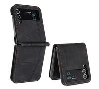 QIWEIQING Compatibili con Custodia Samsung Galaxy Z Flip 3, Cover a Libro Samsung Galaxy Z Flip 3, Custodia in Pelle Samsung Galaxy Z Flip 3 Magnetica Cover per Samsung Z Fold 3 Black HX