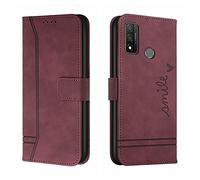 QIWEIQING Compatibili con Huawei P Smart 2020 Custodia Libro Pelle PU e TPU Silicone con Chiusura Magnetica Portafoglio Libretto Bumper Case per Huawei P Smart 2020 Red wine HX