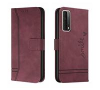 QIWEIQING Compatibili con Huawei P Smart 2021 Custodia Libro Pelle PU e TPU Silicone con Chiusura Magnetica Portafoglio Libretto Bumper Case per Huawei P Smart 2021 Red wine HX