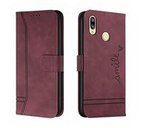 QIWEIQING Compatibili con Huawei P20 Lite Custodia Libro Pelle PU e TPU Silicone con Chiusura Magnetica Portafoglio Libretto Bumper Case per Huawei P20 Lite/Nova 3E Red wine HX