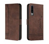 QIWEIQING Compatibili con Huawei P30 Flip Cover Custodia, Libro Pelle PU con Funzione Supporto Chiusura Magnetica Portafoglio Libretto Bumper Case per Huawei P30 Brown HX