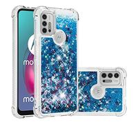 QIWEIQING Compatibili con Motorola Moto G20 Cover, Custodia in Liquido Quicksand con Brillantini, Trasparente Silicone Morbido Ultra Sottile TPU Antiurto Case per Moto G30 / G10.Blue YBL
