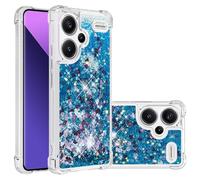 QIWEIQING Compatibili con Redmi Note 13 Pro Plus 5G Cover, Custodia in Liquido Quicksand con Brillantini, Trasparente Silicone Sottile TPU Antiurto Case per Redmi Note 13 Pro Plus 5G.Blue YBL