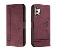 QIWEIQING Compatibili con Samsung Galaxy A32 5G Custodia Libro Pelle PU e TPU Silicone con Chiusura Magnetica Portafoglio Libretto Bumper Case per Samsung Galaxy A32 5G Red wine HX