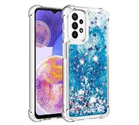 QIWEIQING Compatibili con Samsung Galaxy A54 5G, Custodia in Liquido Quicksand con Brillantini, Trasparente Silicone Morbido Ultra Sottile TPU Antiurto Case per Galaxy A54 5G.Blue YBL