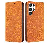 QIWEIQING Compatibili con Samsung Galaxy S24 Ultra Custodia Libro Pelle PU e TPU Silicone con Chiusura Magnetica Portafoglio Libretto Bumper Case per Samsung Galaxy S24 Ultra. Giallo XCF