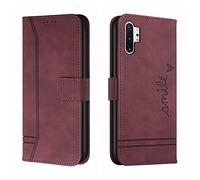 QIWEIQING Compatibili con Samsung Note 10 Plus Custodia Libro Pelle PU e TPU Silicone con Chiusura Magnetica Portafoglio Libretto Bumper Case per Samsung Galaxy Note 10+ Red wine HX