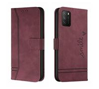 QIWEIQING Compatibili con Xiaomi Redmi 9T Custodia Libro Pelle PU e TPU Silicone con Chiusura Magnetica Portafoglio Libretto Bumper Case per Xiaomi Redmi 9T / Xiaomi Poco M3 Red wine HX