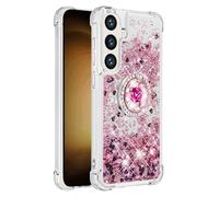 QIWEIQING Compatible with Samsung Galaxy A37 5G Glitter Liquid Case, Sparkle Sequin Floating Quicksand Solid Love TPU Shockproof Protective Cover for Samsung Galaxy A37 5G. Rose Gold YBH