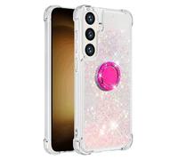 QIWEIQING Compatible with Samsung Galaxy A57 5G Glitter Liquid Case, Sparkle Sequin Floating Quicksand Solid Love TPU Shockproof Protective Cover for Samsung Galaxy A57 5G. Silver Pink YBH