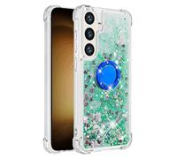 QIWEIQING Compatible with Samsung Galaxy A57 5G Glitter Liquid Case, Sparkle Sequin Floating Quicksand Solid Love TPU Shockproof Protective Cover for Samsung Galaxy A57 5G. Green YBH
