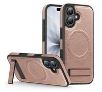 QIWEIQING Cover Girevole con Ventosa Magnetica per iPhone 17 6.3" 2025 Custodia, Supporto con Mag-safe per Telefono Supporta la Ricarica Wireless Antiurto Caso per iPhone 17 6.3". Oro rosa WDZ