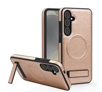 QIWEIQING Cover Girevole con Ventosa Magnetica per Samsung Galaxy S24 Custodia, Supporto con Mag-safe per Telefono Supporta la Ricarica Wireless Antiurto Caso per Samsung Galaxy S24. Oro rosa WDZ