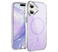 QIWEIQING Cover Magnetica per iPhone 15 6.1" Compatibile con MagSafe, Custodia Trasparente Glitter Brillantini Ultra-Sottile Antiurto per Donne e Ragazze Case per iPhone 15 6.1". Rosa JY