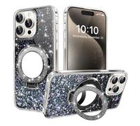QIWEIQING Cover Magnetica per Samsung Galaxy S26, Glitter Custodia Compatibile con Makeup Mirror, Anti Graffi, Non Ingiallente, Protezione Completa Case per Samsung Galaxy S26. Black DJM
