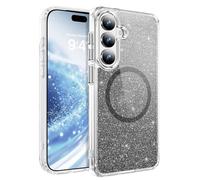 QIWEIQING Cover Magnetica per Samsung S24 Plus Compatibile con MagSafe, Custodia Trasparente Glitter Brillantini Ultra-Sottile Antiurto per Donne e Ragazze Case per Galaxy S25 Plus. Viola JY