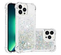 QIWEIQING Cover per iPhone 15 Pro, [Silver Back] Custodia Glitter di in Silicone TPU Pendenza Colore Diamond Brillantini Liquido Paraurti Antiurto Case per iPhone 15 Pro.Silver YBL