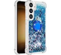 QIWEIQING Cover per Redmi Note 13 Pro 5G Custodia con Ring Kickstand, Glitter Bling Liquido Custodia TPU Silicone Protettivo Morbido Brillantini Quicksand Case per Redmi Note 13 Pro 5G.Blue YBH