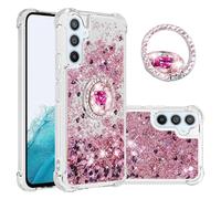 QIWEIQING Cover per Samsung Galaxy A34 5G, Glitter Liquido Silicone TPU Bumper Cellulari Protettiva Case Custodia con Ring Kickstand Rotante a Gradi Cover per Galaxy A34 5G.Rose Gold YBH