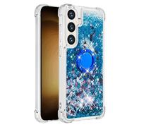 QIWEIQING Cover per Samsung Galaxy S26 Custodia con Ring Kickstand, Glitter Bling Liquido Custodia TPU Silicone Protettivo Morbido Brillantini Quicksand Case per Galaxy S26 / S26 Pro.Blue YBH