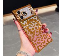 QIWEIQING Custodia Luxury Diamond Glitter per iPhone 15 Pro Compatibile con Mag-Safe, Leopardato Magnetico Cover Morbida in Silicone Custodia Per iPhone 15 Pro. Orange BW