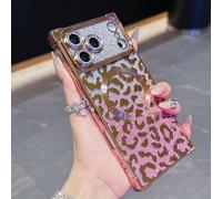 QIWEIQING Custodia Luxury Diamond Glitter per iPhone 17 Pro Compatibile con MagSafe, Leopardato Magnetico Cover Morbida in Silicone Custodia Case Per iPhone 17 Pro. Pink BW