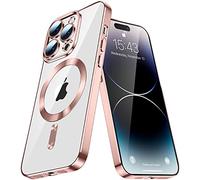 QIWEIQING Custodia Magnetica per iPhone 13 Pro Max, Compatibile con MagSafe, Trasparente Non Ingiallito, Militare Antiurto Protezione PC Rigido Cover per iPhone 13 Pro Max. Rose Gold YIX
