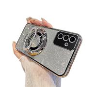 QIWEIQING Custodia Magnetica per Samsung Galaxy M52, Glitter Bling Custodia per Cellulare Fotocamera Protezione Donna Antivibrante TPU Protettiva Cover per Samsung Galaxy M52. Silver DS
