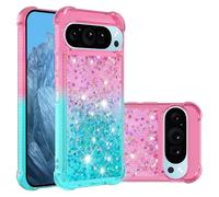 QIWEIQING Custodia per Google Pixel 10 Pro XL Case, Glitter Bling Liquido Sabbie Mobili Bumper TPU Silicone Protettivo Morbido Brillantini Quicksand Cover per Google Pixel 10 Pro XL.Pink Blue YBJ