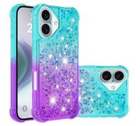 QIWEIQING Custodia per iPhone 16 Plus, Custodia iPhone 16 Plus, Custodia Glitter Liquid Girl TPU Silicone Protettivo Morbido Glitter Quicksand Case per iPhone 16 Plus.Blue Purple YBJ