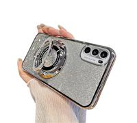 QIWEIQING Custodia per Motorola Moto G62 5G, compatibile con Mag-Safe, Galvanizzato Magnetico, Supporto ad anello, Protezione della fotocamera per Motorola G62 5G.Silver DS