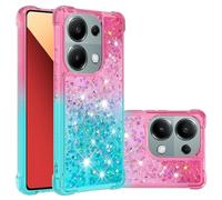 QIWEIQING Custodia per Redmi Note 13 Pro 4G Case, Glitter Bling Liquido Sabbie Bumper Case TPU Silicone Protettivo Morbido Brillantini Quicksand Cover per Xiaomi POCO M6 Pro 4G.Pink Blue YBJ
