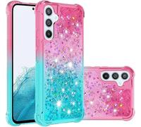 QIWEIQING Custodia per Samsung Galaxy A35 5G Case, Glitter Bling Liquido Sabbie Mobili Bumper Case TPU Silicone Protettivo Morbido Brillantini Quicksand Cover per Galaxy A35 5G.Pink Blue YBJ