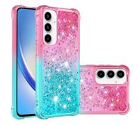 QIWEIQING Custodia per Samsung Galaxy A36 Case, Glitter Bling Liquido Sabbie Mobili Bumper Case TPU Silicone Protettivo Morbido Brillantini Quicksand Cover per Samsung Galaxy A36.Pink Blue YBJ