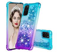 QIWEIQING Custodia per Samsung Galaxy S20+, Custodia Samsung S20 Plus, Custodia Glitter Liquid Girl TPU Silicone Protettivo Morbido Glitter Quicksand Case per Galaxy S20 Plus.Blue Purple YBJ